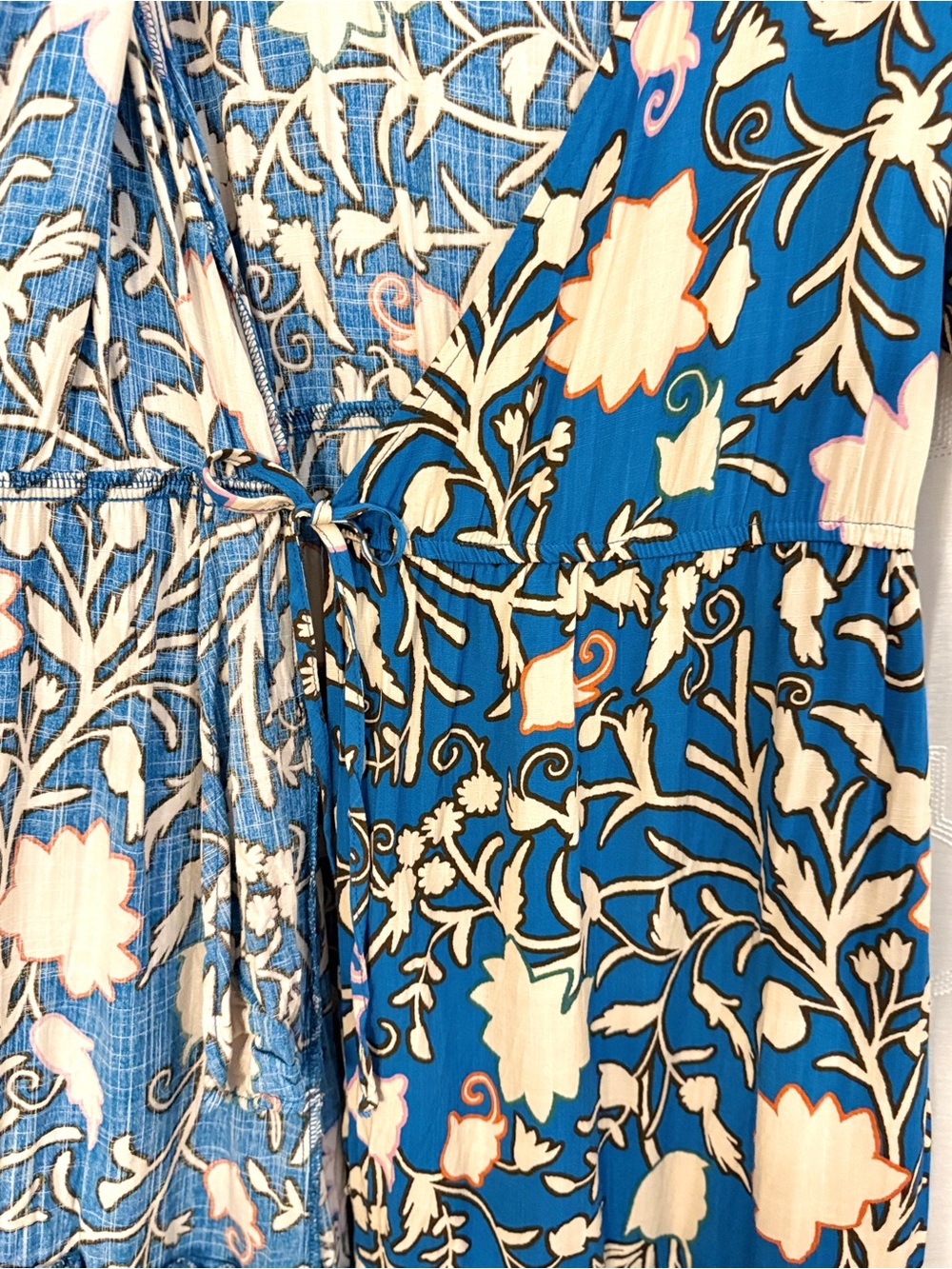 Knox Rose Blue Floral Wrap Dress Boho Ruffle Tie Waist Midi Dress Size Medium - Picture 4 of 16